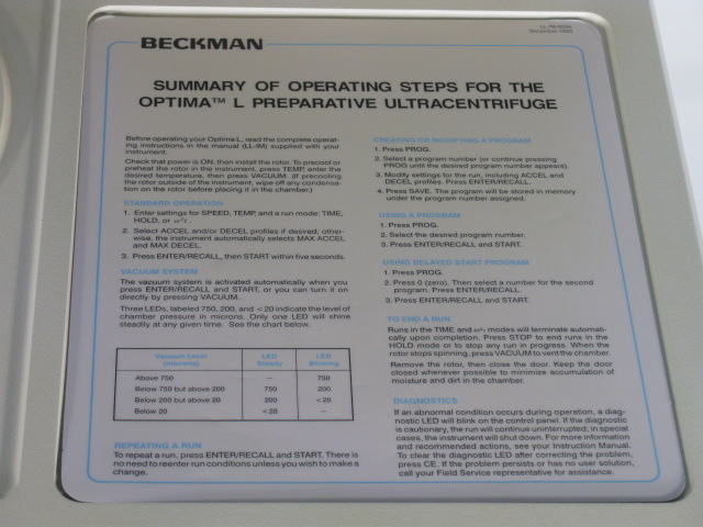 Bild 4: Ultrazentrifuge Beckman Optima L-70 (#1083) verkleinern ...