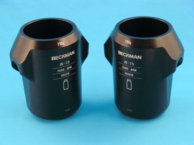 Bild 1: Gehänge (362216) in Beckman Schwenkbecherrotor JS-7.5 für 250 ml Flaschen 62x136 mm (#4080) vergrößern ...